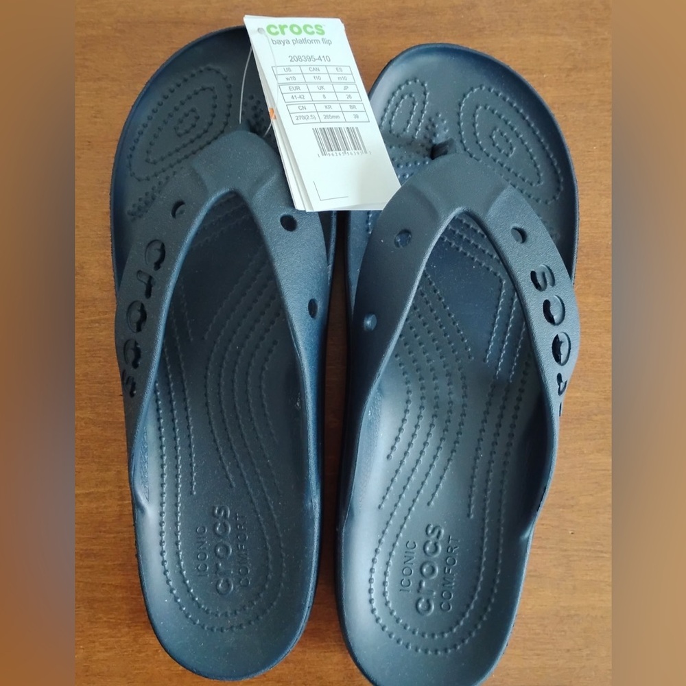 Crocs Navy Blue Flip Flops women’s size 10
NWT